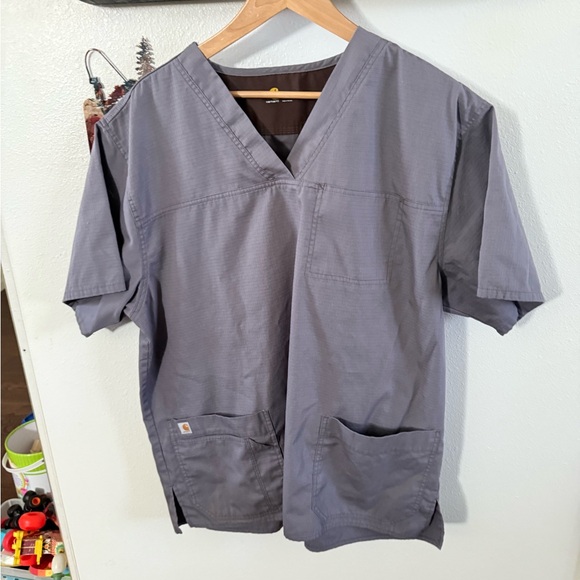Gray V-Neck Scrub Top unisex size XL Carhartt, good quality&  like new condition - Picture 1 of 10